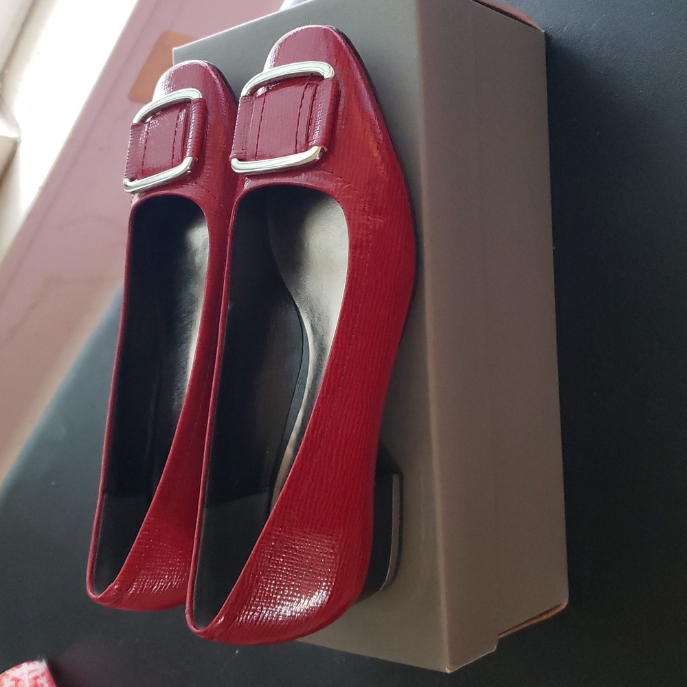 Ann Taylor Jacki Red Square Toe Flat Size 7 NIB - Picture 4 of 7